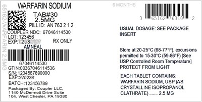 Label (65162 763 10 Warfarin 2.5mg 67046 1145 30)